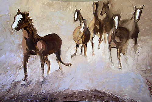 Horses by the Horse's Bay - Impressionist