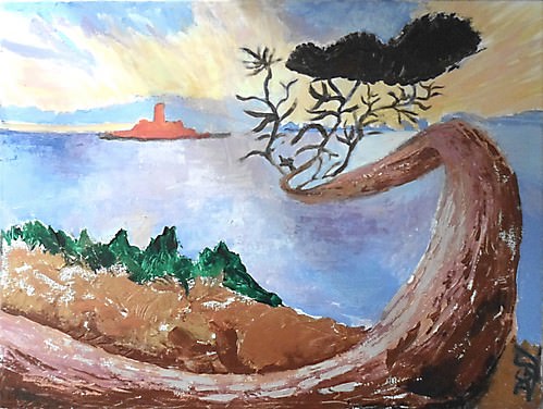 Pine Tree over the Sea - Impressionist